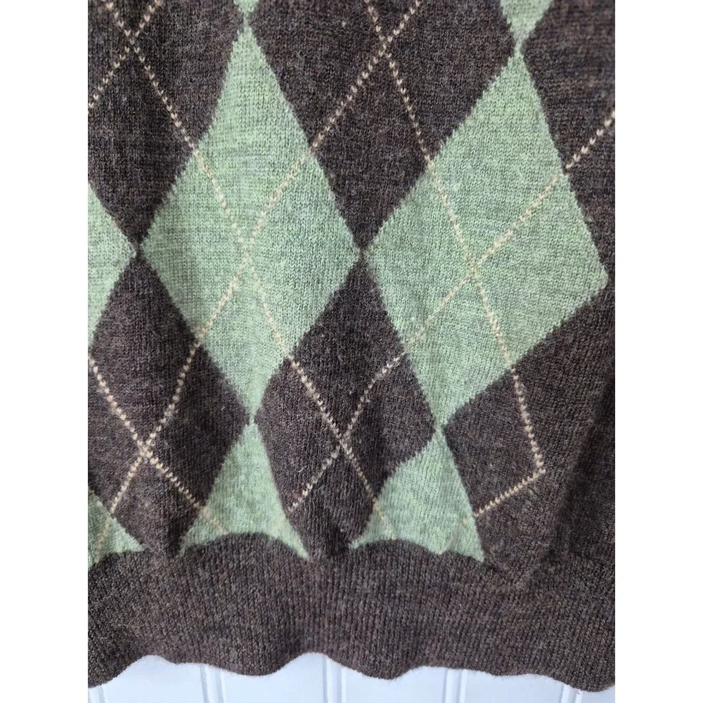 Banana Republic Mens Brown Argyle 100% Merino Wool V-Neck Sweater Vest Size M